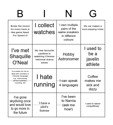 TSG-CGG Bingo Card