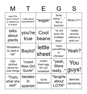 HGA bingo Card