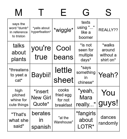 HGA bingo Card