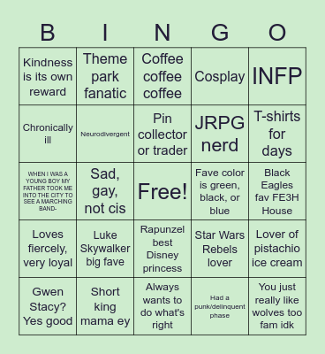 Parker Bingo Card