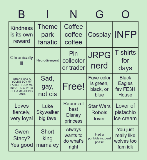 Parker Bingo Card