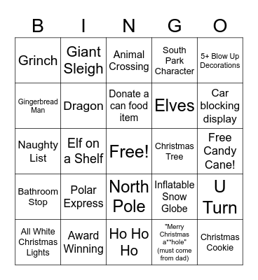 Christmas Lights 2020 Bingo Card
