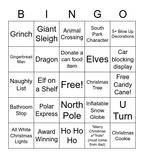 Christmas Lights 2020 Bingo Card