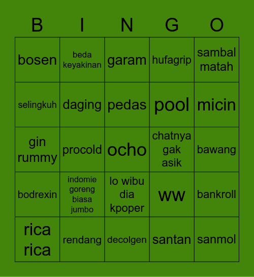 Jiaqi's Bingo Card