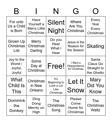 UPCAG Christmas Singo Bingo Card