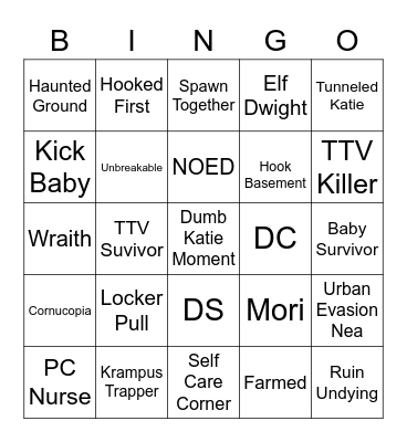 DBD Bingo Katie Bingo Card