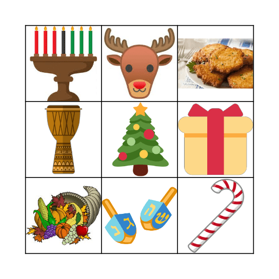 December Holidays Bingo Card