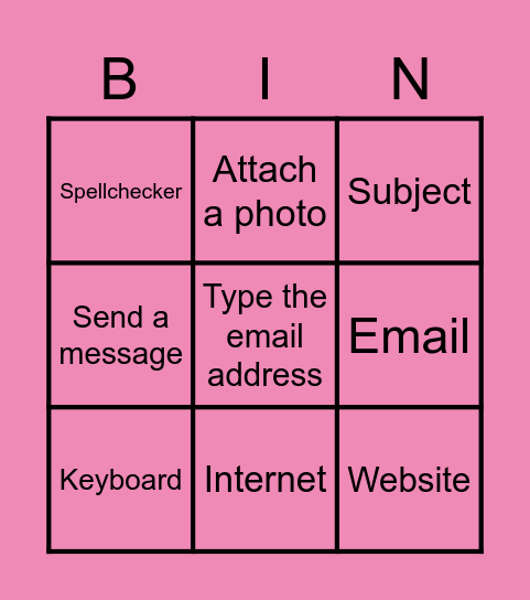 Writing an email Bingo Card