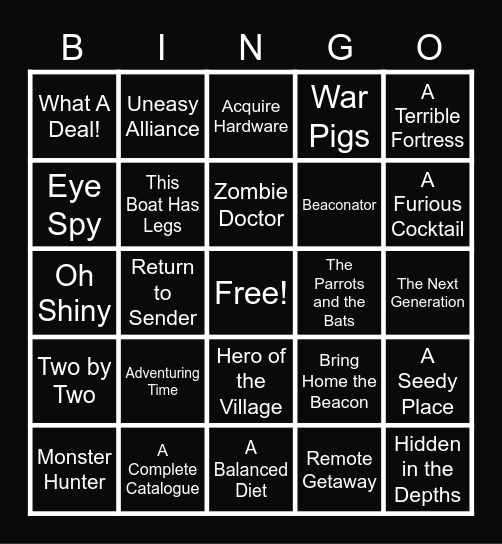 Minecraft Advancement Bingo Card