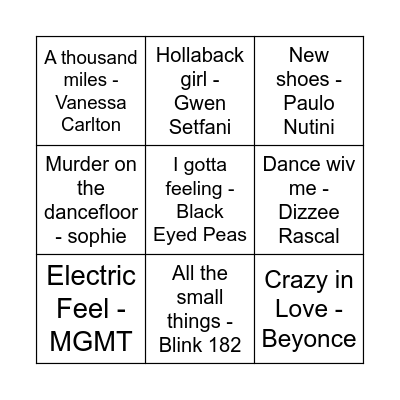 DFF Music Bingo Card