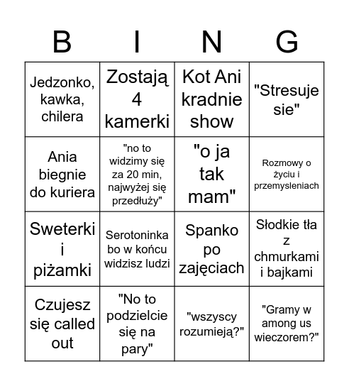 TUI Bingo Card