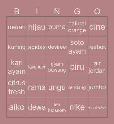 Avi's Bingo Card