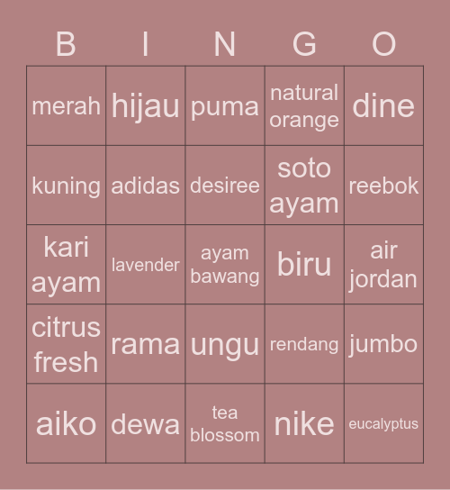 Avi's Bingo Card