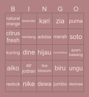 Avi's Bingo Card