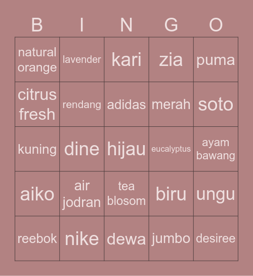 Avi's Bingo Card