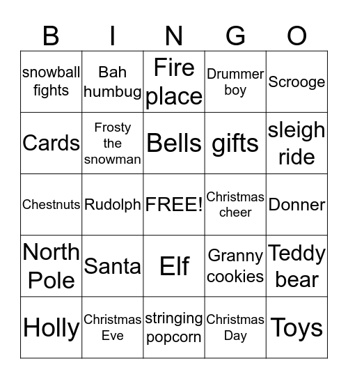 Christmas Bingo Card