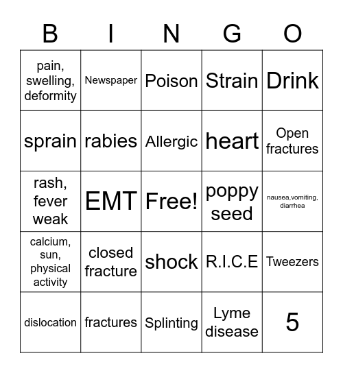CPR Bingo Card