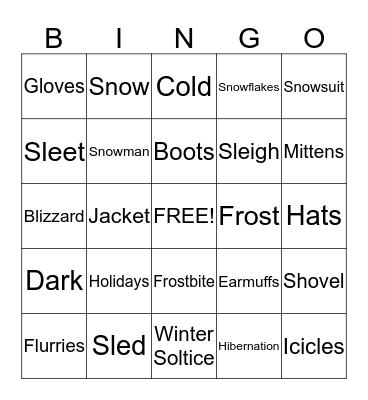 Winter Bingo Card