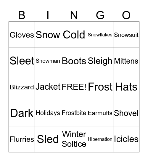 Winter Bingo Card