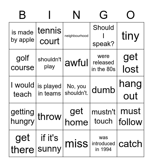 T2 Spelling Bee List 4 Bingo Card