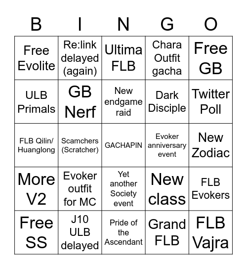 GBF Fes Bingo Card