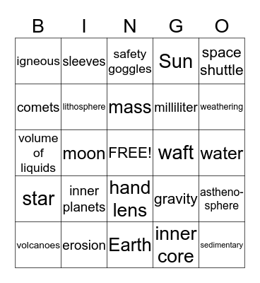 Semester Review Bingo Card