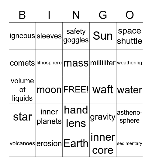 Semester Review Bingo Card