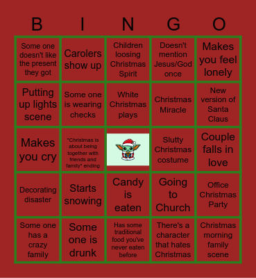 Christmas Movie Bingo Card