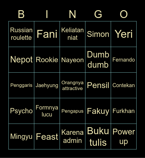 MOMON Bingo Card