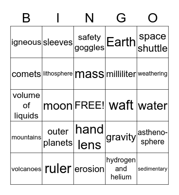 Semester Review Bingo Card