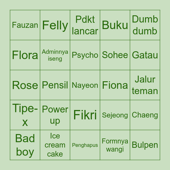 Bingonya Sohee 🍃 Bingo Card