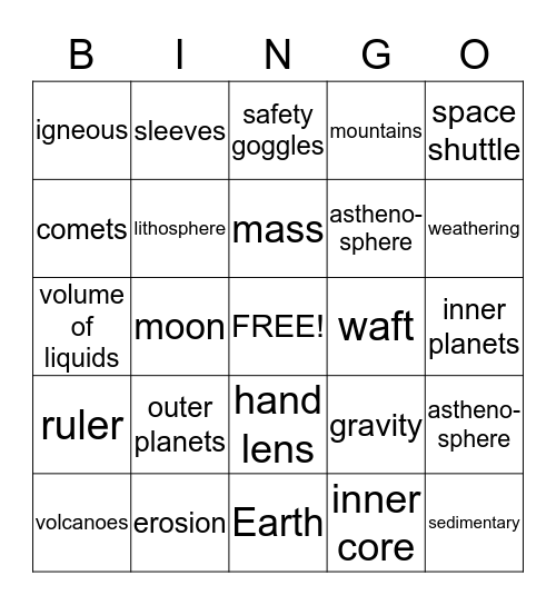 Semester Review Bingo Card