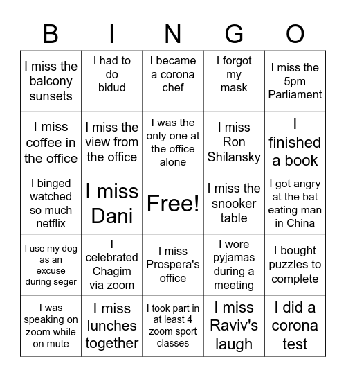 PROSPERA'S Bingo Card