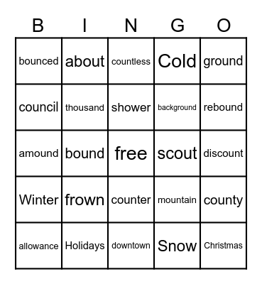 Spelling Bingo A Bingo Card