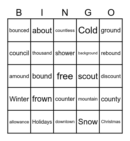 Spelling Bingo A Bingo Card