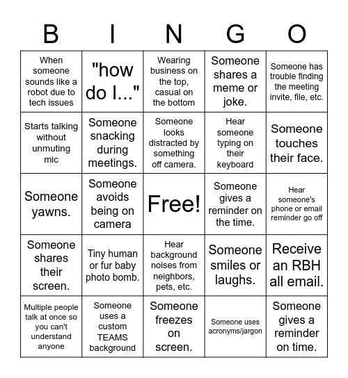 Virtual Bingo Card