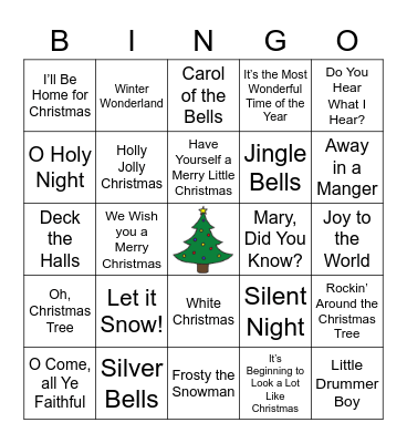 CHRISTMAS CAROL BINGO Card