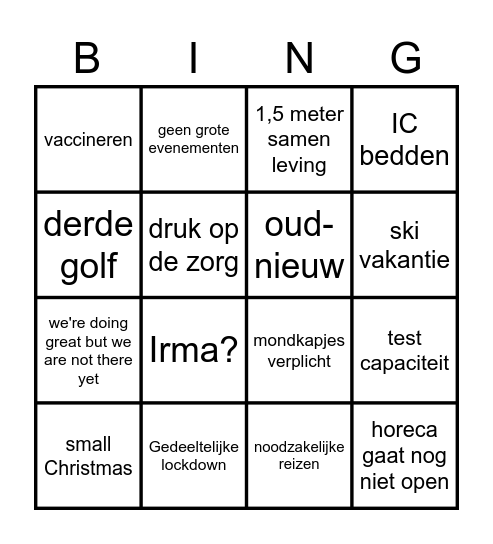 persconferentie 8.1.2.20 Bingo Card