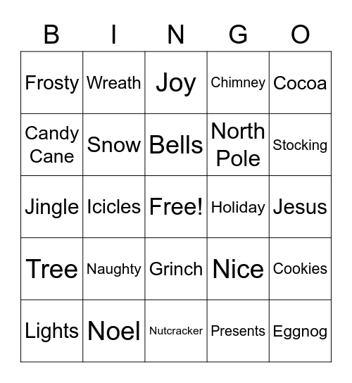 Christmas Bingo Card