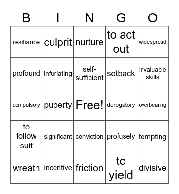 online article's bingo Card