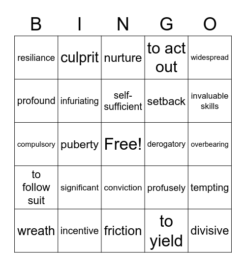 online article's bingo Card