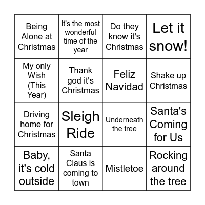 De grote Foneday Kerstmuziek Bingo! Bingo Card