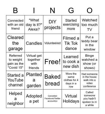 2020 Bingo! Bingo Card
