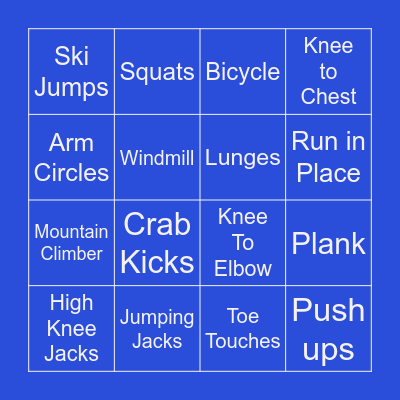Fitness Bingo Card