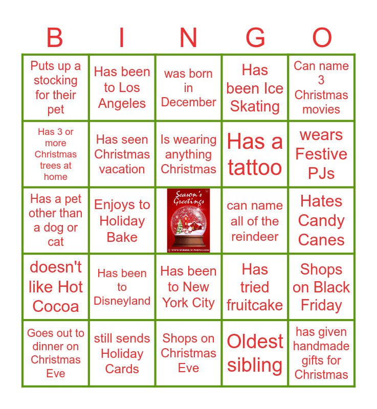 Find The Guest Bingo Card