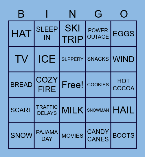 Winter Wonderland Bingo Card