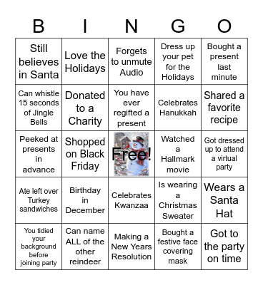 Holiday Bingo Card