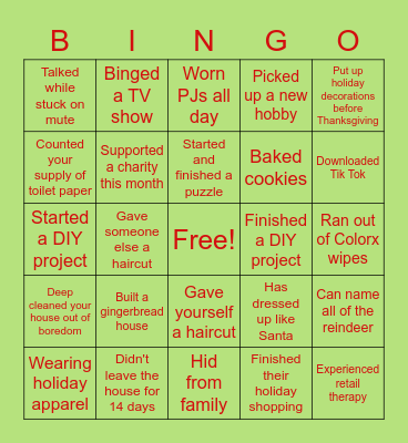 Devada 2020/Holiday Bingo Card