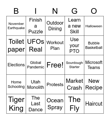 2020 Bingo Card
