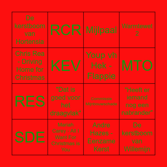 W&O KERSTBINGO Card